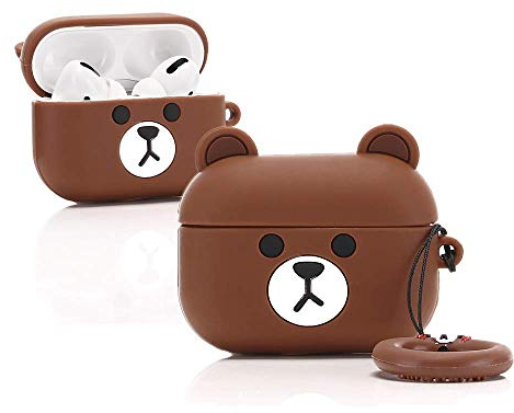 LEWOTE - Custodia Protettiva in Silicone per Airpods Apple Pro [Serie JP] (Piccolo Orso Bruno)