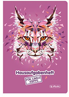 herlitz 50027842 Aufgabenheft für coole Köpfe, A5, 48 Blatt, Motiv: Wild Animals Luchs, 1 Stück