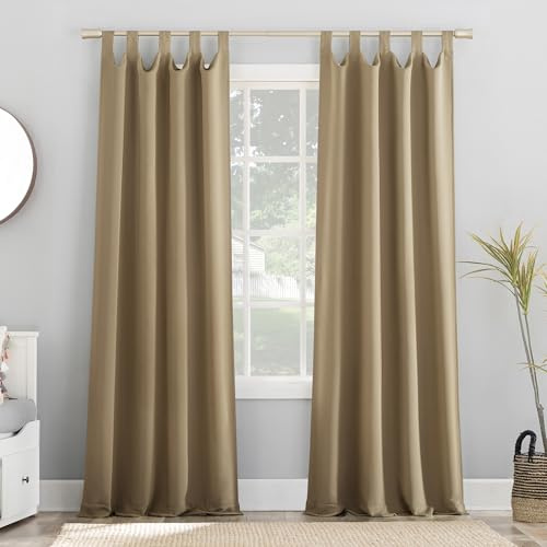 Sun Zero Easton Energy Saving Blackout Tab Top Curtain Panel, 40 x 84, Taupe