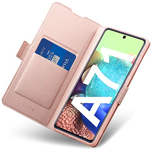 Aunote für Galaxy A71 Hülle, Handyhülle A71 mit Kartenfächer und Magnetverschluss, Premium Galaxy A71 Hülle, Perfekte Passform für A71 Hülle. Rosegold