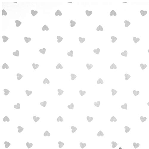 Pingianer 100x160cm Herz Herzen 100% Baumwolle Baumwollstoff Kinder Meterware Handwerken Nähen Stoff (Herz Weiß Grau klein, 100x160cm (11,99€/m))