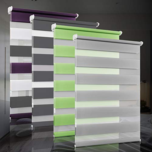 bobodeco Doppelrollo klemmfix ohne Bohren Duo Rollos für Fenster mit Klemmträger, Fensterrollo lichtdurchlässig & verdunkelnd Wandmontage Sichtschutz- Grau B75 x H200cm (Stoffbreite 71cm)