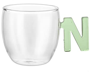KASANOVA Tazzina caffè lettera N verde in vetro borosilicato, 150 ml verde