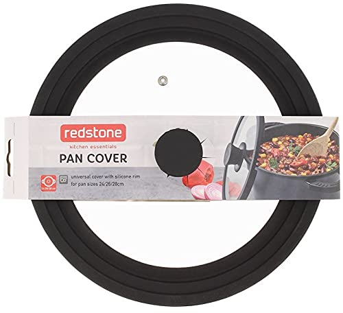 Universal Pfannen-Spritzschutz für Töpfe, Pfannen mit 24, 26, 28cm mit Glaseinsatz, Dampfloch Topfdeckel Universaldeckel Abdeckung