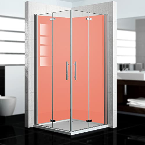 dedeco Eck-Duschrückwand wasserfest Motiv: Rot V1, 2 x 90x200 cm, Badrückwand, Fliesenersatz fugenlos Wandverkleidung Duschplatte Duschrückwände aus Aluminium, Made in Germany