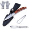 Jeslon Oyster Knife Set, Oyster Shucking Knives-Fish Scaler Remover-Slant Fish Bone Tweezers and Level 5 Protection Gloves, Suitable for Oysters Lover, Much Safer Than Kitchen Knife