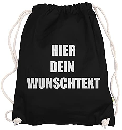 Ma2ca® Gymsac Turnbeutel/Jutebeutel Rucksack Bag Seesack mit eigenen Wunschtext Personalisieren Black