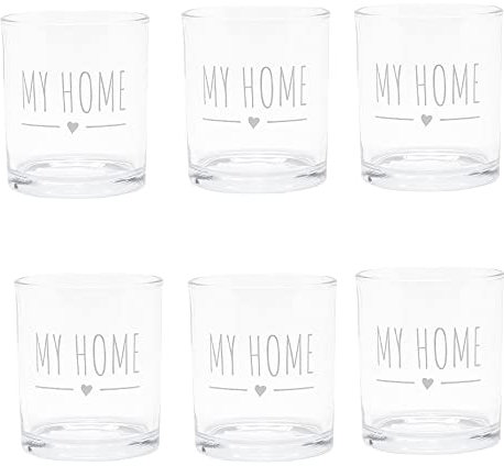 Nuvole di Stoffa Pasqualetti Set 6 Bicchieri Acqua in Vetro con decoro My Home, 6 unità, capacità 300 ml