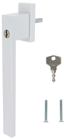 Design Aluminium Terrassentürgriff Dublin PSK abschließbar - pulverbeschichtet, Farbe:Weiß RAL 9016 (matt), Stiftlänge:45mm