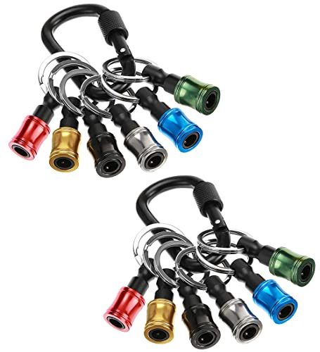 Saipor 12pcs Screwdriver Bits Holders 1/4 Inch Hex Shank Handy Keychain Extension Bar Quick Release Drill Screw Socket Adapter for Impact Driver Drill Bits with 2pcs Black Carabiner