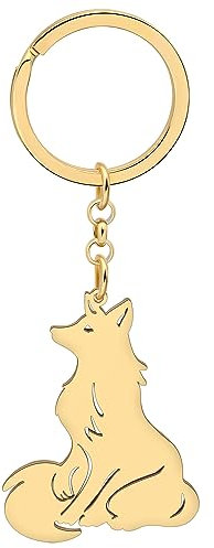 WEVENI Alliage Émail Cartoon Renard Porte-clés Charms Cute Bijoux pour Femme Filles Sac Portefeuille Voiture (Or)