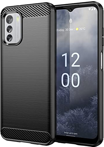 Folmecket Nokia G60 Handyhülle Kratzfest TPU 6,58 Zoll Schwarz | Nokia G60 Hülle,Karbonfaser,Kratzfest, stoßdämpfend,weiche TPU-Gummi-Schutzhülle für Nokia G60 6,58 Zoll