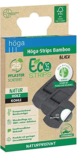 Höga-Strips Bamboo Black, 25 Stück Pflaster sortiert