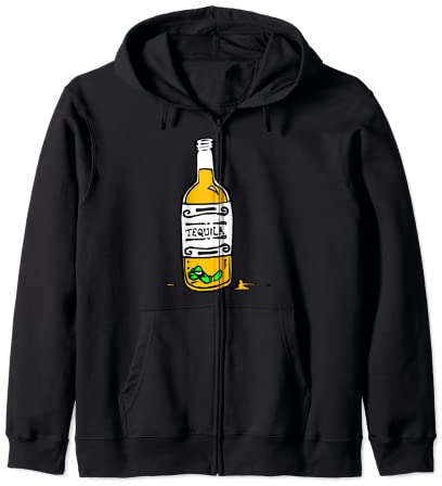 Tequila Flasche mit grünem Wurm Old School Grafik Kapuzenjacke