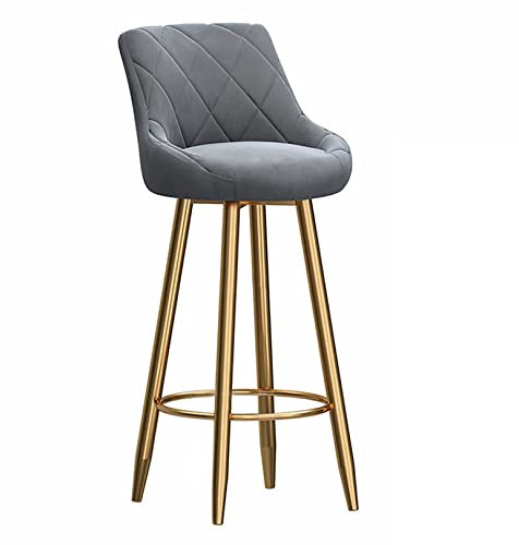 FLBT Barhocker, Gold-Fußstütze, Barhocker, Samt, gepolstert, Frühstücksbar, Höhenhocker, Inselstuhl mit Rückenlehne für Pub, Kaffee, Zuhause, Esszimmer, Küche, 1 Stück (Weiß 65 cm (25,6