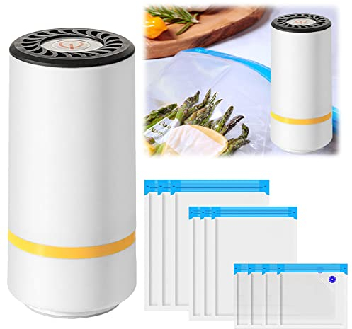 Scelleur Sous Vide Automatique, Sous Videuse Alimentaire Portable, Machine Sous Vide Alimentaire avec 2 Clips et 10 Sacs Sous Vide, pour la Cuisson Sous Vide et la Conservation Des Aliments Frais