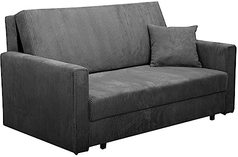 Mirjan24 Sofa Viva Bis Premium III mit Schlaffunktion, Bettsofa, 3 Sitzer Polstersofa mit Bettkasten inkl. Kissen, Sofagarnitur, Schlafsofa, Wohnlandschaft, Stoff: Cord (Poso 22)