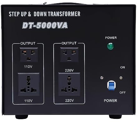 Transformador de 5000 W, 220 V a 110 V, color negro, 40 x 25 x 21,5 cm