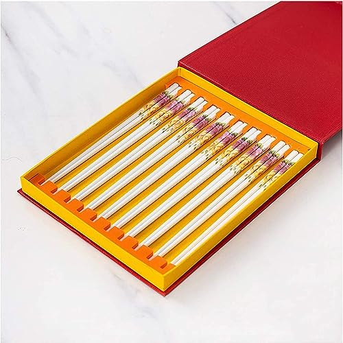 palillos chinos acero inoxidable palillos coreanos Palillos, 10 pares de palillos chinos reutilizables de cerámica, juego de regalo de palillos chinos de porcelana(Color:4,Size:)