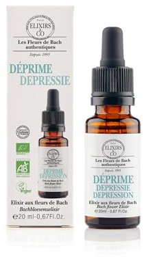 Elixir Déprime Bio Prêt à l'Emploi, Composé Unique aux Fleurs de Bach 20ml - Elixirs & Co - Sérénité, Calme, Lâcher-Prise - Compte Gouttes Apaisant Fleur De Bach 100% Naturel - Fabriqué en France