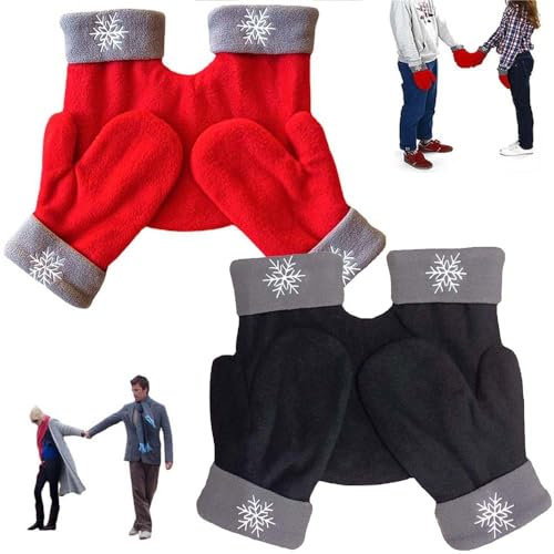 Couple Gloves 6PCS Couples Winter Mittens Warm Holding Hands Gloves 2 Person Mittens for Lover Gift (2Set-A,One Size)