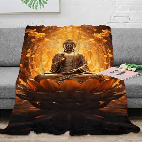 Strunt Buddha Buddha Decke Fleecedecke,Kaschmir-Gefühl Kuscheldecke Geeignet Für Kinder Erwachsene Bett Oder Sofa 40x50inch(100x130cm)