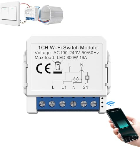 Smart Switch,2-Wege Smarter lichtschalter,Smart Home Switch Fernbedienung über Handy für Hausautomation DIY Auf-/Unterputz Kompatibel,für Alexa und für Google Assistant,Fernbedienung Smart Life,16A