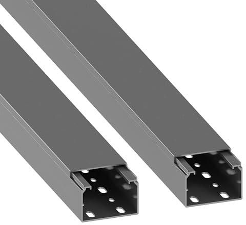 Cable Coach Habengut | Kabelkanal (mit Montagelochung im Boden) 40x60 mm, aus PVC, Länge 2 m (2 x 1 m), Titan