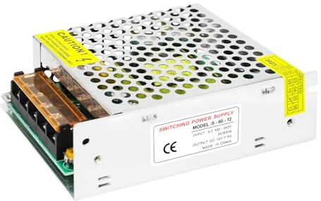 LED Trafo 12V 60W, 230V auf 12V 5A, LED Netzteil 12V DC Niedervolttrafo, Kein Rauschen, Kein LED-Flimmern, 240V auf 12V LED Treiber Netzteil, für LED-Streifen und LED-Innenleuchten