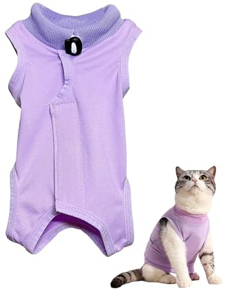 Abbigliamento Sterilizzante per Gatti Femminili Dopo Operazioni, Svezzamento, Anti Perdita per Gattini, Cappotto (Lilla Taglia M)