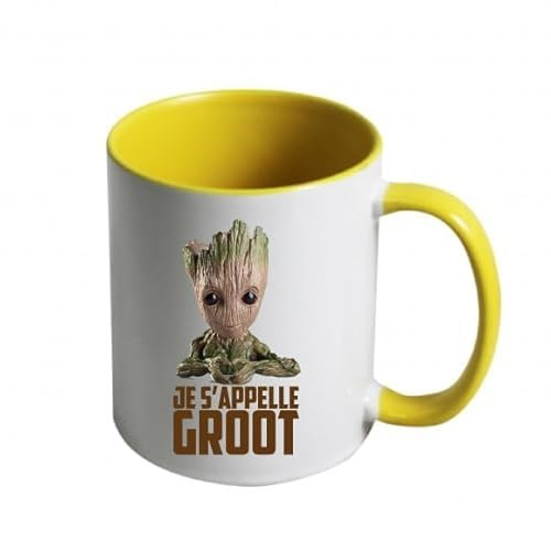 Mug/Tasse à café BABY GROOT Gardiens de la Galaxy - Idée cadeau de geek (Jaune)