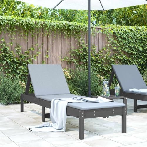 Gecheer Lettini Prendisole,Lettino Prendisole Pieghevole,Lettino Prendisole da Giardino,Lettini da giardino,per Spiaggia,Piscina e Giardino,Grigio 199,5x60x74 cm Legno Massello di Pino