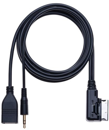 Unifizz AMI MDI auf AUX 3,5 mm auf USB Music Media Interface Kabel Adapter 1,5 m | Kompatibel mit Audi A6L Q5 Q7 A8 S5 A5 A4L A3 VW Ti-gu-an GTI CC Sk-o-da Fa-bia Oct-avia Fahrzeugradio