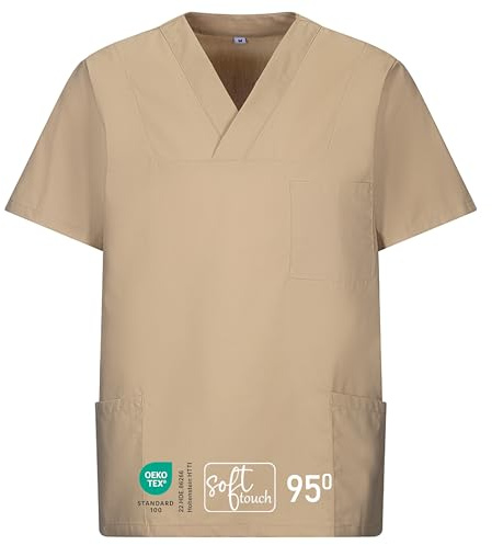 EXNER Medizinischer Schlupf-Kasack, OP-Kasack, Unisex, für Krankenpflege, Altenpflege, Farbe Sand, Größe 7XL