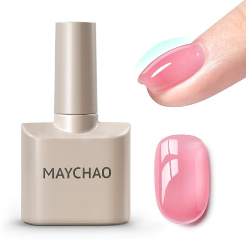 MAYCHAO 7-in-ONE Clear Pink Builder Nail Gel, 15ML Builder Base Strengthening Gel UV/LED Building Nail Gel in a Bottle for Nail Repair Nail Strengthen Hard Gel Builder Nail Extension Gel Builder