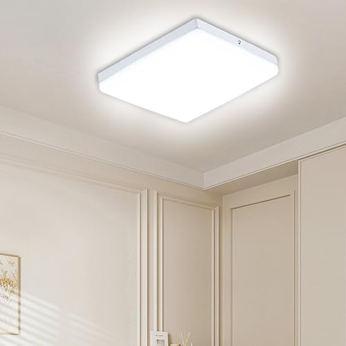 FTL LED Deckenleuchte 48W,LED Lampen Deckenlampe Quadrat 6000K Kaltweiß,LED Deckenlampe 4370LM,IP44 Wasserdicht Badezimmer Lampe für Wohnzimmer,Schlafzimmer,Küche,Flur, Balkon 30 x 30cm