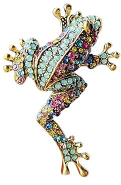 Wilitto Legierung Brosche Mantel Brosche Uni Brosche Frosch Form Legierung Strass Dekor für Tasche Mantel Kragen Hut Schal Party Abschlussball Kleidung Schmuck, Metall, Sekundärer Stein