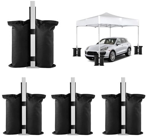 4 Pack Sandbag Weights Bags, Gazebo Weights, 800d Sand Bags without Sand, Gazebo Weights Set of 4 Heavy Duty, Pvc Coating Inside, for Pop-Up Tents, Outdoor Awnings, Gazebos, Trampolines