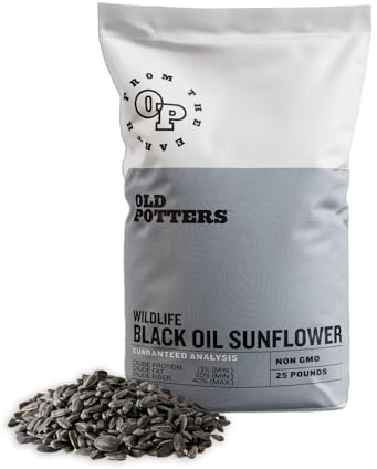 Wildlife Black Oil Sunflower Seeds for Birds and Wildlife, Non-GMO & USA Grown on Small Farms (25 lbs)