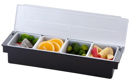 Eidoct Trays Detachable Topping Station, Detachable Pizza Ingredients Condiment Dispenser Seasoning Box, Reusable Ice Condiment Serving Container For Home Restaurant (4 Compartments)