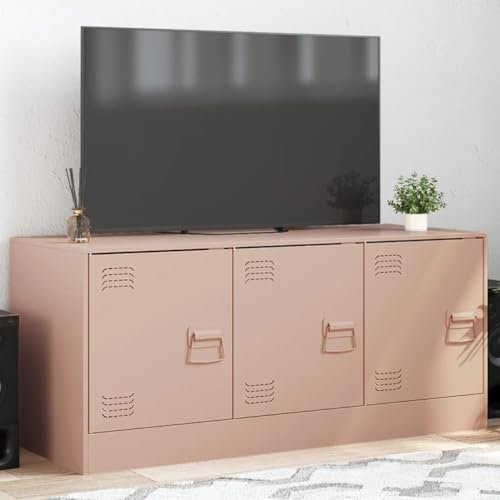 Bulliing Mobile Porta TV Rosa 99x39x44 cm in Acciaio,Mobile TV Mobile Porta Televisore,Mobiletto Industriale Tavolino Basso Vintage Console per Salotto