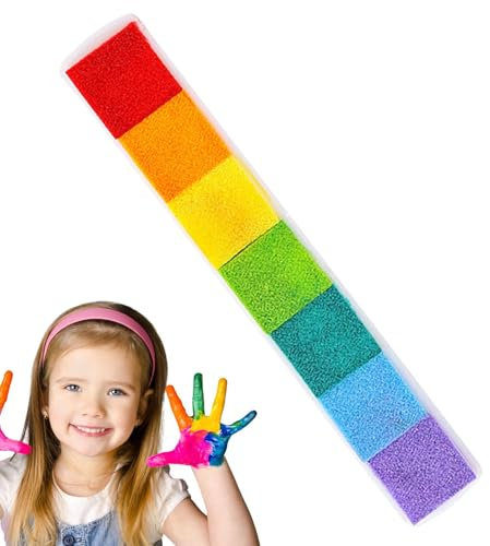 Generisch Regenbogenfarbenes Stempelkissen-Set - Farbverlaufswaschbares 7-Farben-Finger-Stempelkissen,Sichere Und Harmlose Stempelkissen Für -Stempel Aus Papier Und