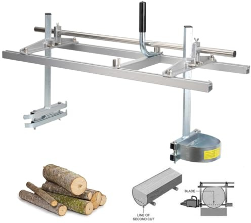 QWEXOB Mobile Sägemühle für Kettensäge, Stahl und Aluminium Kettensägenhalterung Mobiles Sägewerk Holz Motorsäge Kettensägenmühle für 35 cm bis 91cm Kettensäge