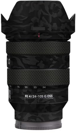 Film de protection en vinyle pour objectif d'appareil photo Sony FE 24–105 mm F4 G OSS 4 (camouflage noir ombré)