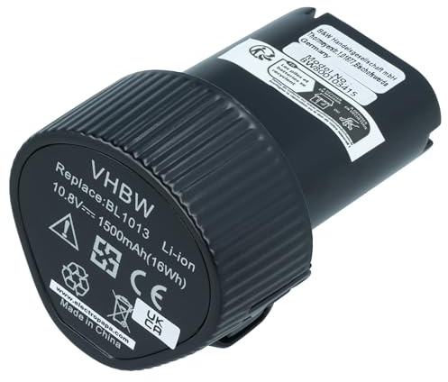 vhbw Battery compatible with Makita UM164DWEXL, UM164DZ Power Tools (1500 mAh, Li-Ion, 10.8 V)