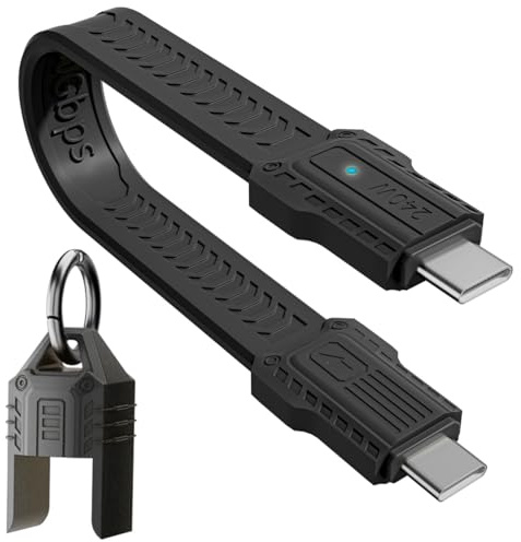 HTGuoji Mini Schlüsselanhänger USB C Kabel, PD 240W Schnelllade & 80Gbps Datenübertragung USB 4 männlich zu männlich Kabel unterstützt 16K@30Hz, 8K@60Hz für Handys, Tablets, Laptops, Macbook(13cm)