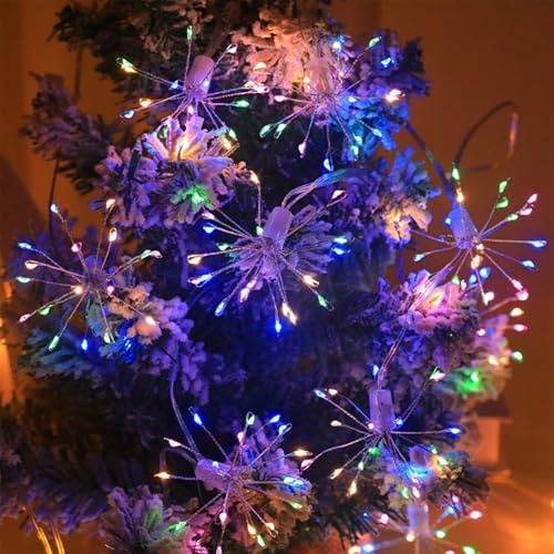 Koboko Feuerwerk Lichterkette, 1,5M 100 LED Lichterkette Pusteblume Feuerwerk Lichter, Farbiges Lichterketten Batteriebetrieben, Dekorative Lichter für Garten, Weihnachten, Hochzeit, Party Dekoration