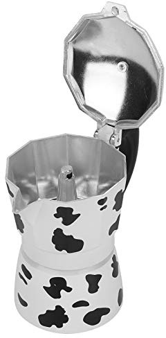 Coffee Percolator, Small Coffee Maker Aluminium Pot Camping Pot Maker Brewer Machine for Home Office Cafe (3 cups cow color 150ML)