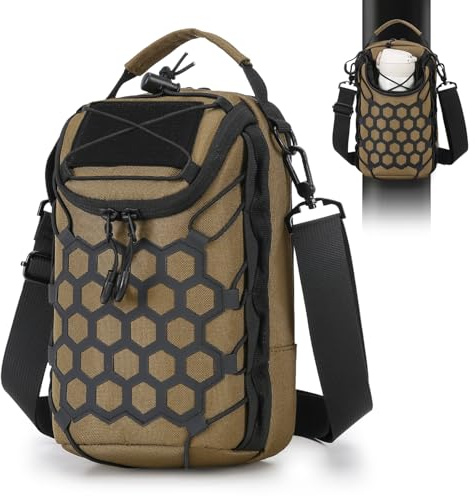 Small Magnetic Gym Bag for Men and Women with 9 Powerful Magnets,Multi-Size Magnetic Water Bottle Holder,Mini Crossbody Gym Bag for Sports, Work (Khaki)