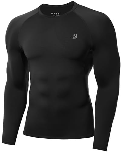 Roadbox Kompressionsshirt Herren Langarm, Sport & Fitness, Schnelltrocknend | Leicht, atmungsaktiv, feuchtigkeitsableitend, 4-Wege-Stretch, Flatlocknähte, UPF 50+, Laufen, Fußball, Wandern, Yoga, Reisen